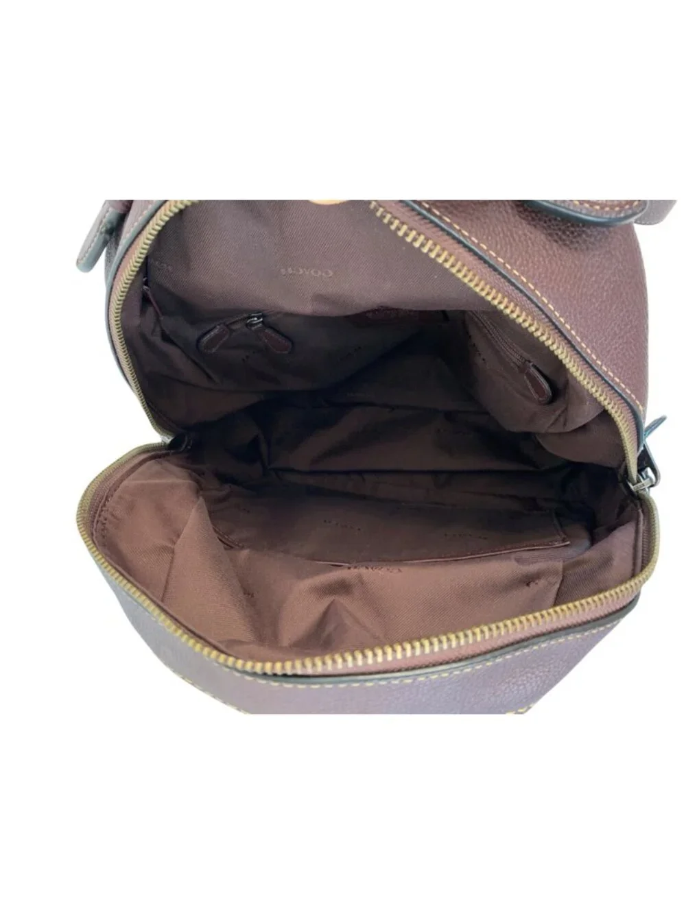 Coach Campus Backpack 35608 Oxblood Brown Polished Pebble Leather Turnlock EUC